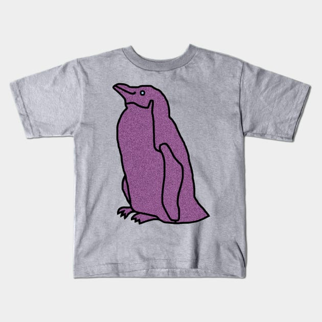 Purple Metallic Penguin Kids T-Shirt by ellenhenryart